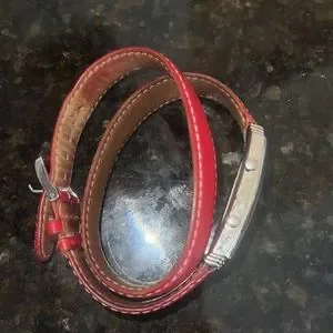 Agatha Double Face Tank Silver Watch Red Leather Strap Contrast Stitching France agatha | Accessories | Agatha Double Face Tank Silver Watch  main image 2
